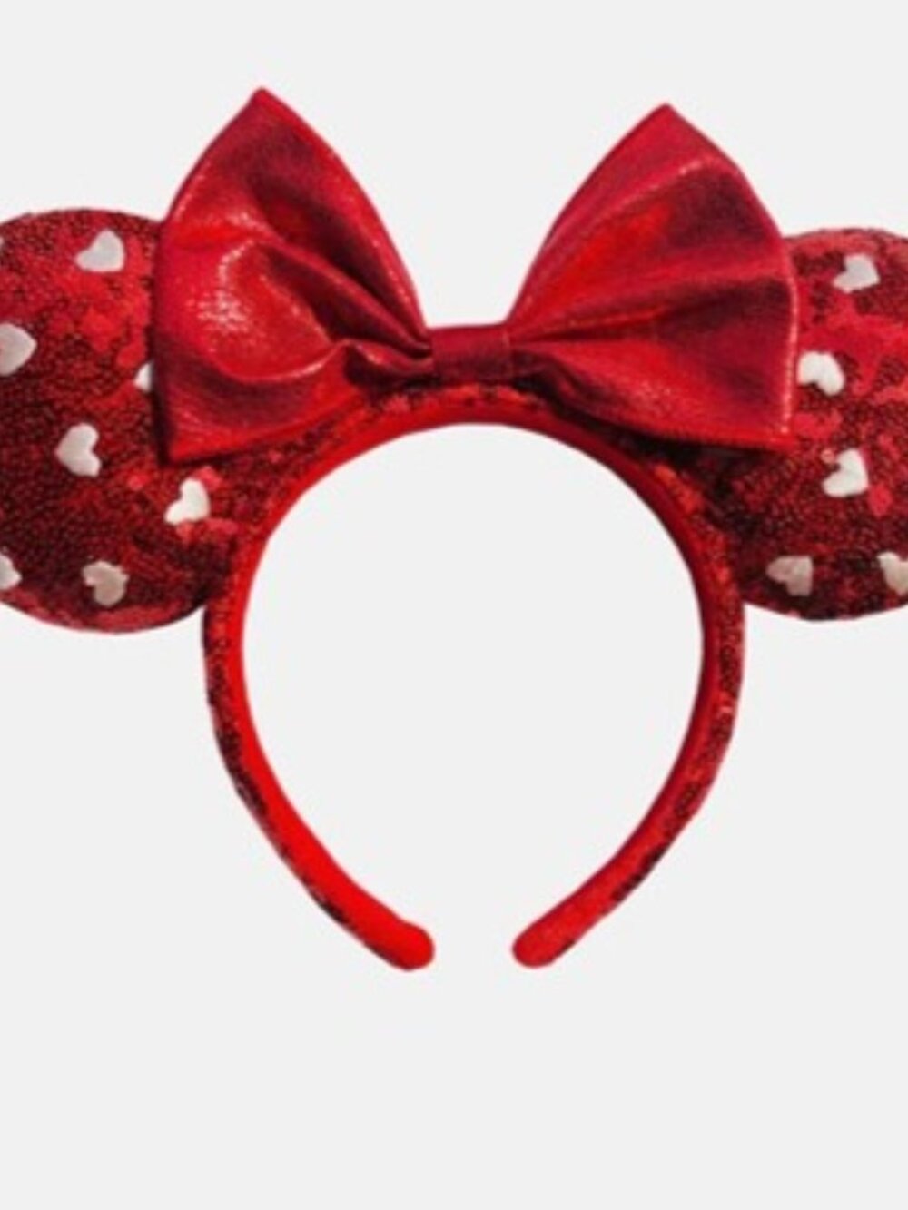 Disney Parks Mickey Mouse Red Heart Sequin Bow Minnie Ears Headband